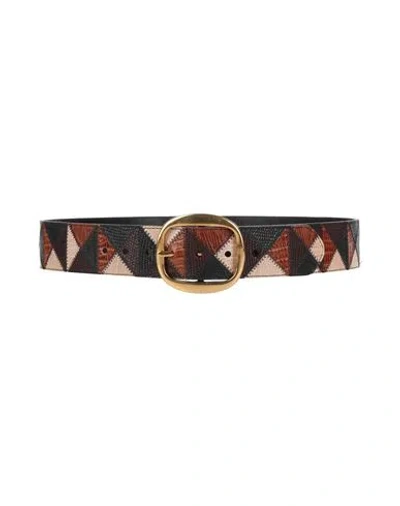Maje Woman Belt Dark Brown Size 2 Cowhide, Zamak