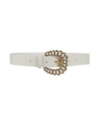 Maje Woman Belt White Size 3 Cow Leather, Zamak, Glass, Polyurethane