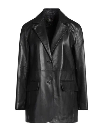 Maje Woman Blazer Black Size 8 Lambskin