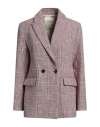 Maje Woman Blazer Burgundy Size 8 Cotton, Acrylic, Polyester, Wool, Synthetic Fibers In Red