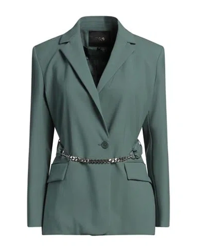 Maje Woman Blazer Green Size 10 Polyester, Virgin Wool, Elastane