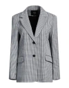 Maje Checked Twill Blazer In White