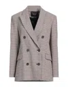 Maje Checked Linen Jacket In Beige