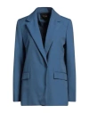 Maje Woman Blazer Light Blue Size 10 Polyester, Modal, Virgin Wool In Blue
