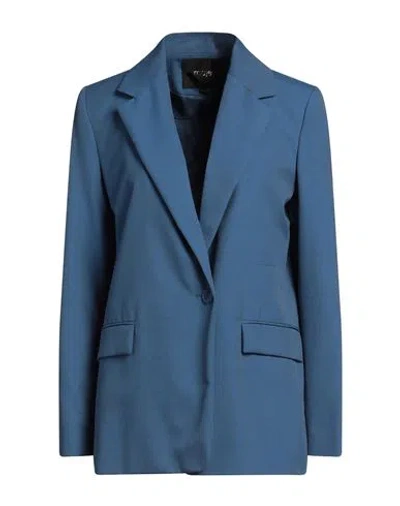 Maje Woman Blazer Light Blue Size 10 Polyester, Modal, Virgin Wool