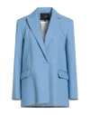 Maje Woman Blazer Light Blue Size 10 Viscose, Polyester, Elastane In Blue
