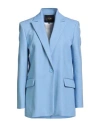 Maje Woman Blazer Light Blue Size 10 Viscose, Polyester, Elastane In Blue