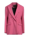 Maje Woman Blazer Magenta Size 8 Wool, Polyester, Elastane In Magenta