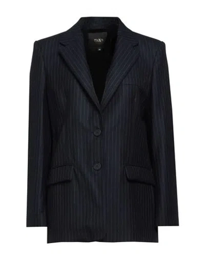 Maje Woman Blazer Midnight Blue Size 8 Virgin Wool, Elastane, Polyester, Viscose