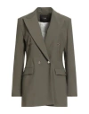 Maje Woman Blazer Military Green Size 10 Polyester, Wool, Elastane In Green
