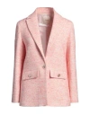 Maje Woman Blazer Pink Size 10 Cotton, Synthetic Fibers, Viscose, Virgin Wool, Acrylic In Pink