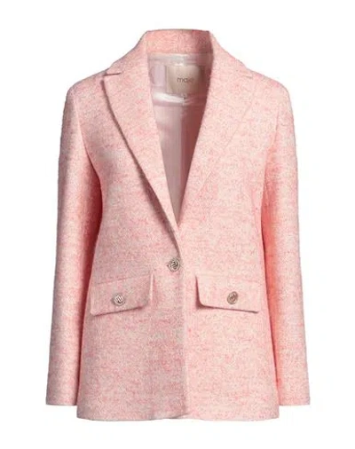 Maje Woman Blazer Pink Size 10 Cotton, Synthetic Fibers, Viscose, Virgin Wool, Acrylic