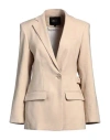 Maje Woman Blazer Sand Size 6 Linen, Viscose, Elastane In Beige