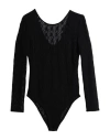MAJE MAJE WOMAN BODYSUIT BLACK SIZE 3 POLYAMIDE, ELASTANE, POLYESTER