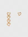 Maje Woman's Brass Asymmetric Heart Earrings For Fall/winter