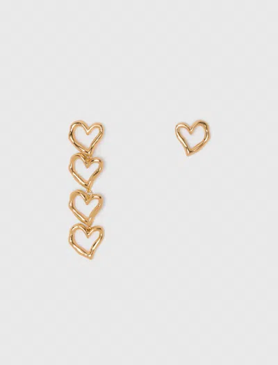Maje Woman's Brass Asymmetric Heart Earrings For Fall/winter