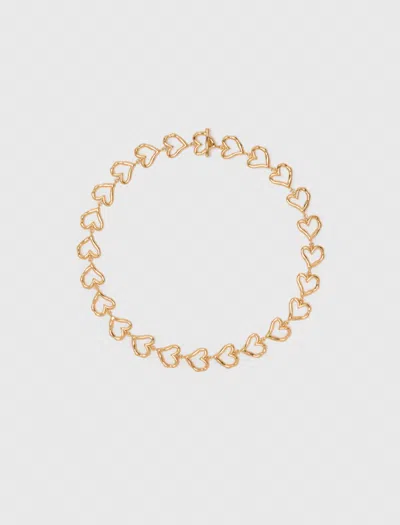 Maje Woman's Brass Gold-plated Heart Necklace For Fall/winter