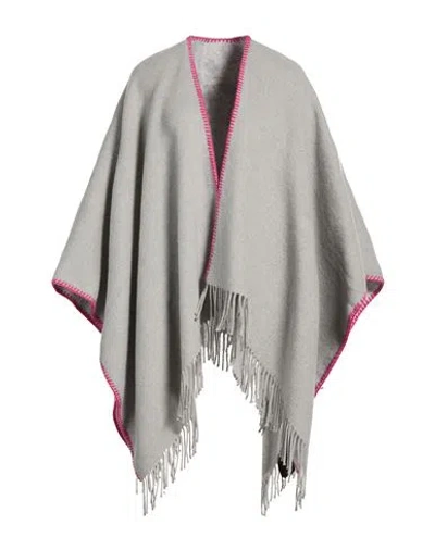 Maje Woman Cape Light Grey Size Onesize Cotton, Acrylic, Polyester, Viscose In Gray