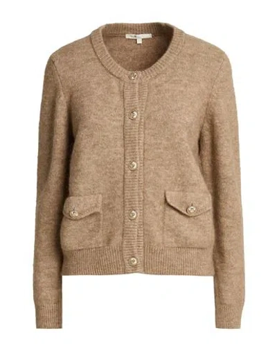 Maje Woman Cardigan Sand Size 3 Wool, Polyamide, Alpaca Wool, Acrylic, Elastane In Multi