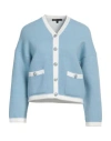 Maje Two-tone Knitted Cardigan In Blue