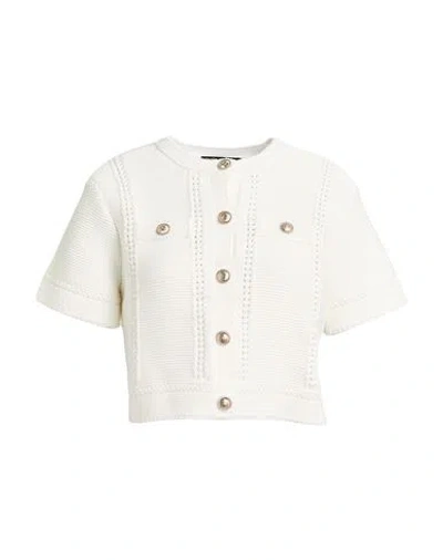 Maje Woman Cardigan White Size 3 Cotton, Polyamide