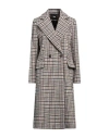 Maje Wool-blend Tweed Coat In Beige