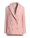 Maje Woman Coat Blush Size 6 Polyester, Acrylic, Wool, Polyamide, Viscose In Pink