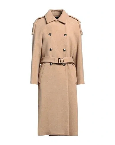Maje Woman Coat Camel Size 8 Wool, Polyamide In Beige