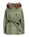 Maje Woman Coat Military Green Size 8 Cotton, Elastane, Polyester In Green