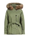 Maje Woman Coat Military Green Size 8 Cotton, Elastane, Polyester