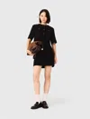 Maje 2-in-1 Shiny Tweed Dress In Black