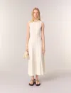 Maje Womens Sleeveless Pointelle-texture Knitted Maxi Dress Blanc In White