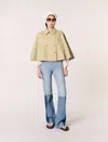 Maje Short Cape-effect Trench Coat In Khaki