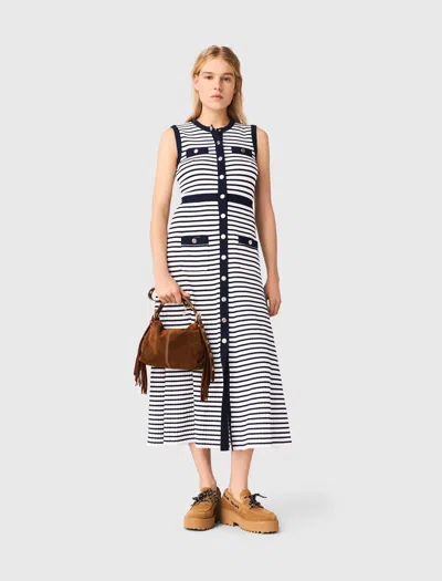 Maje Breton Stripe Knit Maxi Dress In Multi