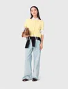 Maje Womens Yellow Rhinestone-embellished Knitted Cotton Cardigan In Blue