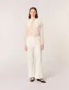 Maje Wide-leg Rhinestone Jeans In White