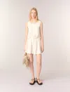 Maje Womens Sleeveless Cropped Open-knit Crochet Cotton Top Blanc In Ecru