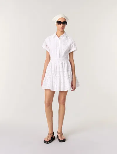 MAJE EMBROIDERED BABYDOLL DRESS