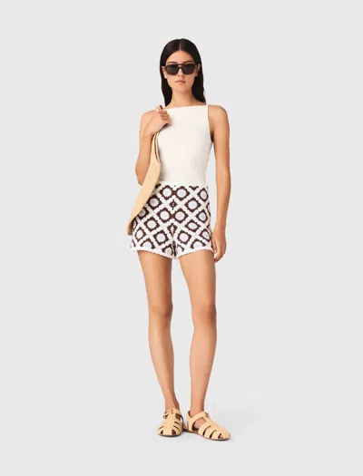 Maje Woman's Cotton Floral-patterned Crochet Shorts For Spring/summer In Multi