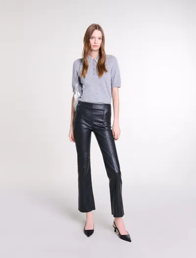 Maje Leather Trousers In Black