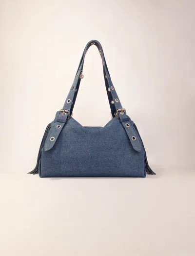 Maje Denim Miss M Xl Bag In Blue Jean