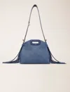 Maje Miss M Mini Denim Bag In Blue Jean