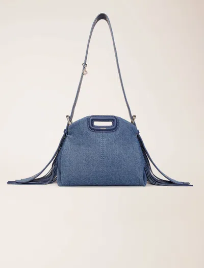 Maje Miss M Mini Denim Bag In Blue Jean