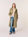 Maje Removable Collar Stud Trench Coat In Khaki