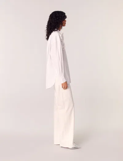 MAJE LONG SHIRT WITH EMBROIDERED FLOWERS