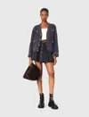 Maje Woman's Cotton Long Topstitched Knit Cardigan For Fall/winter In Blue