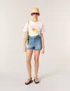 Maje Cotton Tropical Print T-shirt In Pale Pink