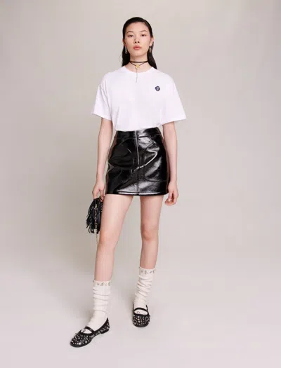 Maje Woman's Cotton Rib: 100% Cotton T-shirt For Fall/winter In White