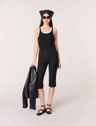 Maje Ribbed Vest Top In Black / White