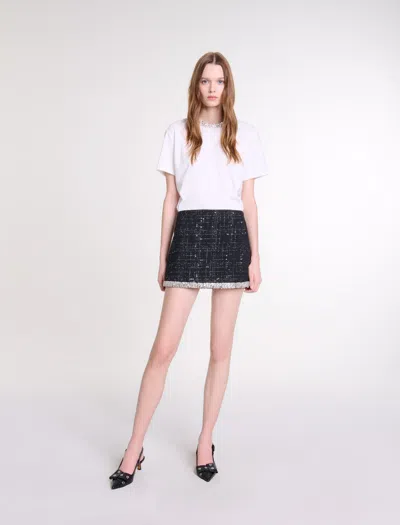 Maje Sequinned Skort In Black